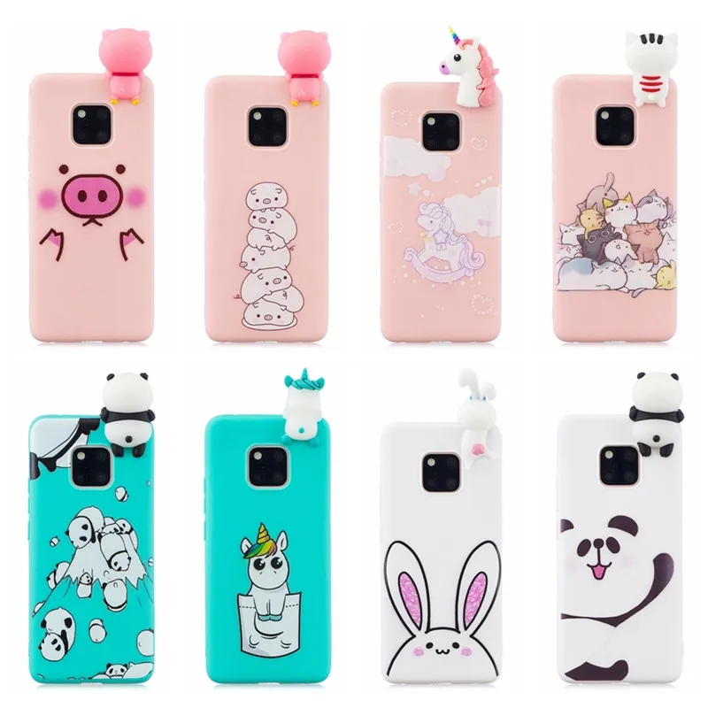 FLYKYLIN силиконовый чехол для huawei mate 20 Pro задняя крышка на mate 10 Lite mate 20 телефон Coque кролик Единорог кошка 3D кукла игрушки оболочка