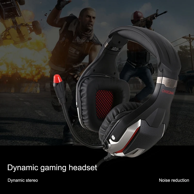 ABKT-ONIKUMA K12 PS4 динамическая игровая гарнитура шлем Проводные ПК стерео наушники с шумоподавлением с микрофоном светодиодный звук