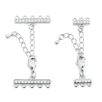 

2pcs Copper with Zircon Clasps With Lobster Clasp Multi-layer Necklace Bracelets Connectors Clasps For DIY Jewelry Chain Makings