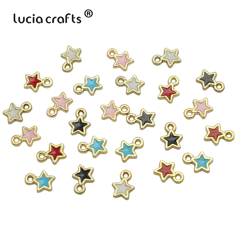 Random Mixed Colors 25pcs 7*9mm Cute Enamel Star Pentagram Charms Alloy Pendants DIY Fashion Bracelet Necklace Jewelry Making Finding Accessories - Цвет: Random Mixed Colors