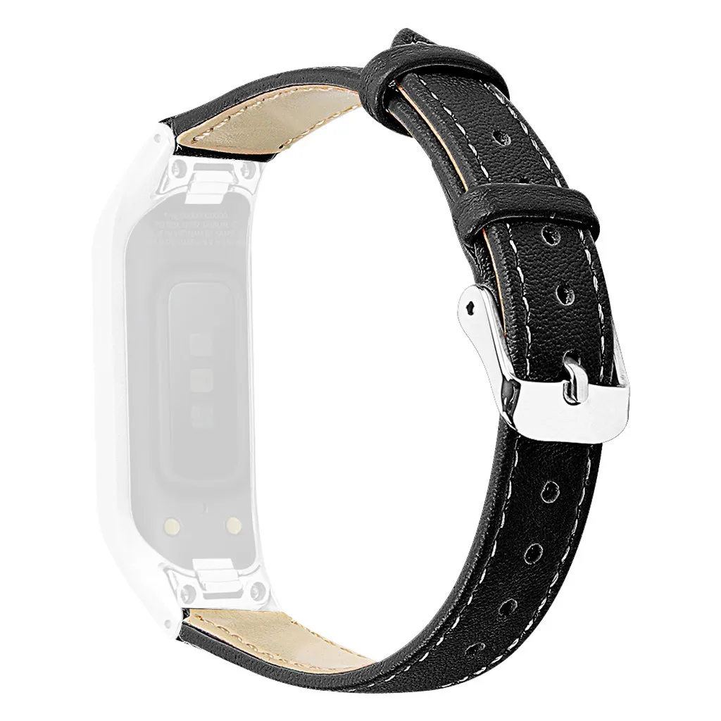 Кожаный ремешок для замены часов для samsung Galaxy fit-e R375+ металлическая рамка - Цвет: Черный