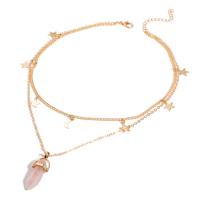 IPARAM Fashion Trend Crystals Necklace Bohemian Hexagon Opal Pendant Necklace Female Hexagon Crystal Necklace Gift 2021 NEW