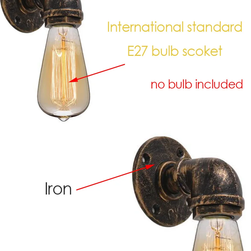 American Retro Loft Light Creative Bar Cafe Restaurant Wall Lamp Aisle Wall Decoration Iron Pipe Industrial Lamp