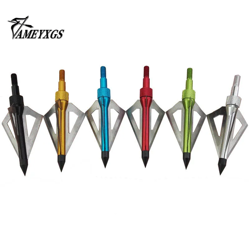 12PCS Hunting Broadheads 100Grain Archery Arrowhead Bow 3 fixed blades