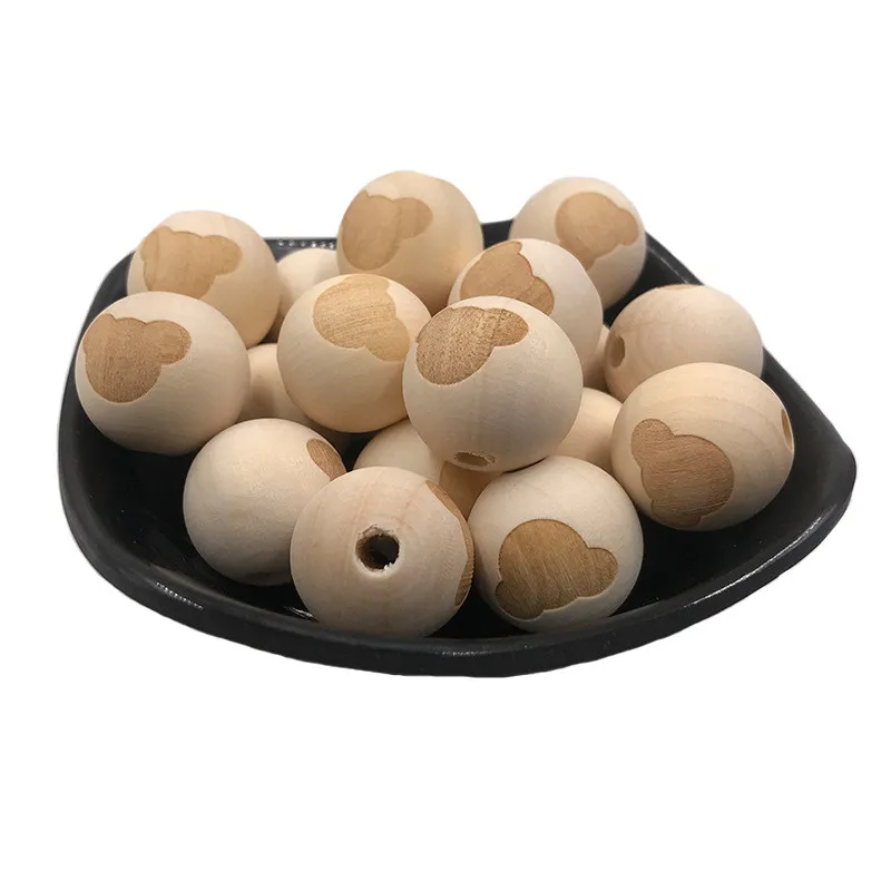 Wooden Teether 3 20 шт./Партия DIY 20 мм деревянные Прорезыватели для зубов аксессуары смайлик лицо Звезда Корона Слон Лотос Узор Деревянные бисерные игрушки для детского подарка - Цвет: Wooden Teether 3