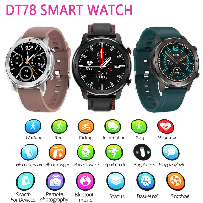 Smart Watch DT78 Men Bracelet Fitness Activity Tracker Women Wearable Devices Smartwatch Band Heart Rate Monitor Sport Watch