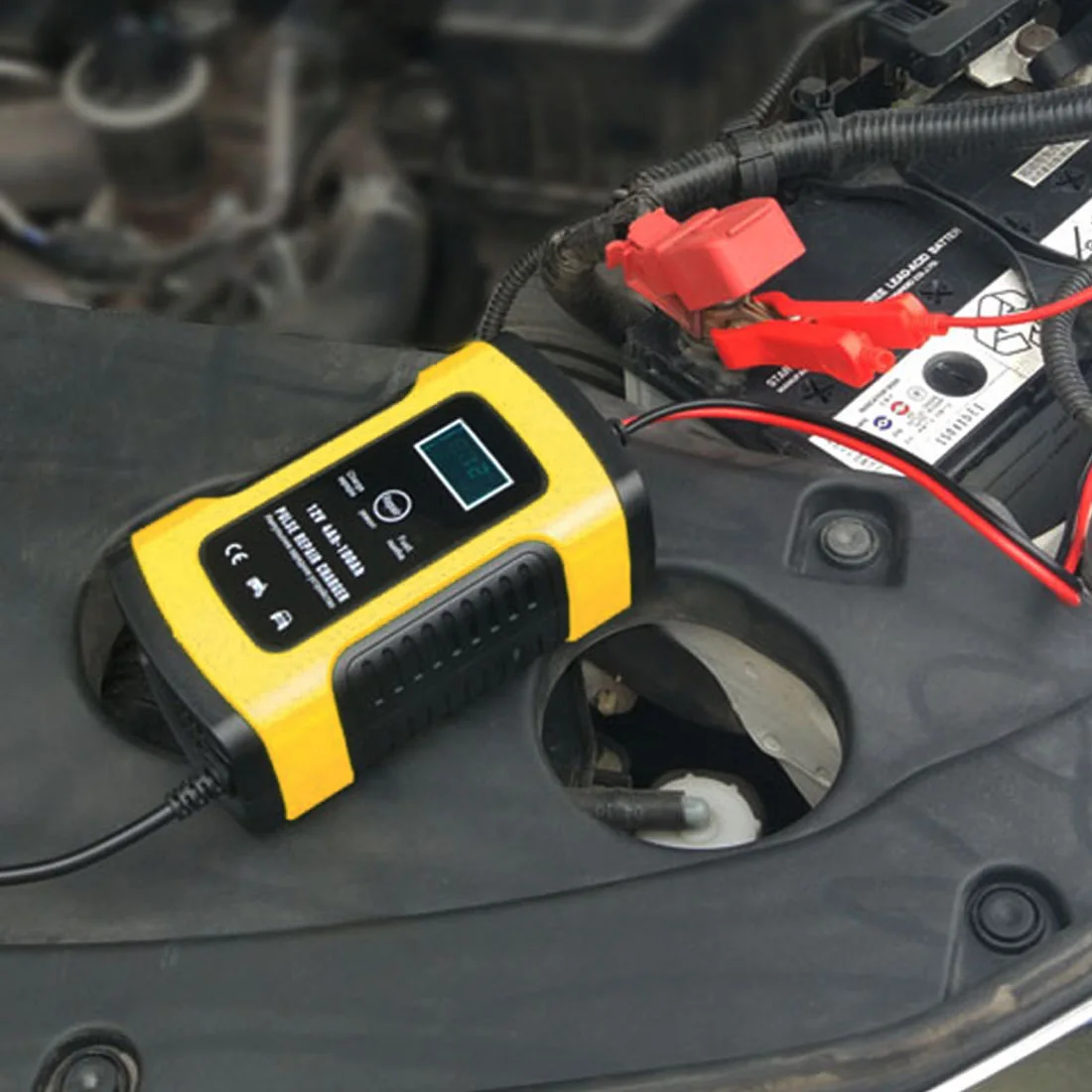 Желтый Интеллектуальный ЖК-дисплей 12V 6A Смарт быстрое зарядное устройство 12V 6A для авто мотоциклов свинцово-кислотные батареи зарядки