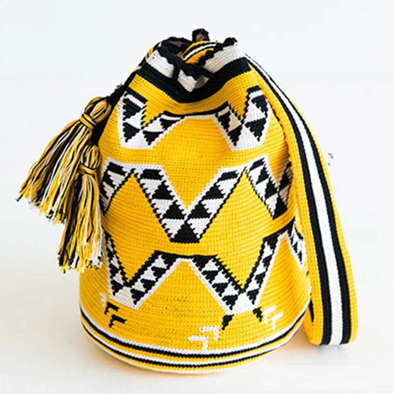 Wayuu вязание крючком ручной DIY Вибрационный классический мешок загадочный Тотем из колумбийских меньшинств ручной работы волнистые кружева нить группа линия - Цвет: Лаванда