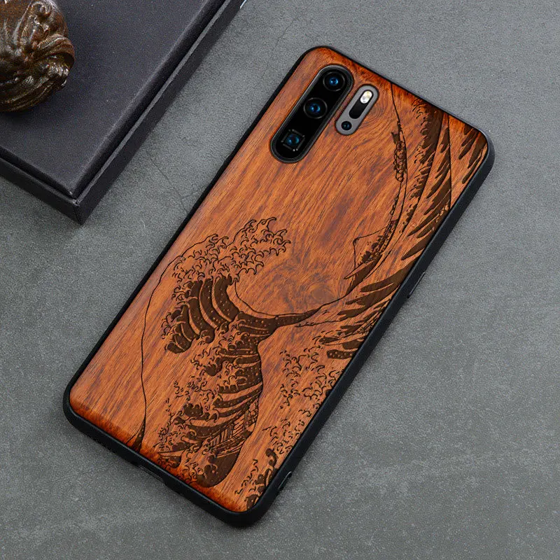 color 6 Резной череп Слон Дерево чехол для телефона для huawei P30 Pro P30 Lite huawei P20 P20 Pro P20 Lite силиконовый Деревянный чехол - Цвет: color 6