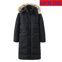 Новая мода высокое качество Мужская Супер большая 10xl Бюст 170 см Повседневная Свободная Толстая мужская куртка с меховым воротником x-длинный пуховик размера плюс M-10XL