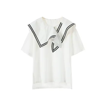 

2020 summer new white navy collar short sleeve sweater female design pullover sweaters tops H036720