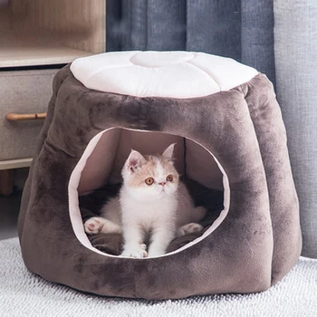 

JORMEL Ear Cartoon Dog House Kennel Round Nest Autumn Winter Cat Mattress for Small Medium Dogs Round dog cat house