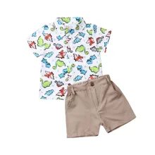 Г. Топы с короткими рукавами и рисунком динозавра для маленьких мальчиков, футболка+ штаны, шорты школьная одежда, костюм, одежда для джентльмена, летний комплект
