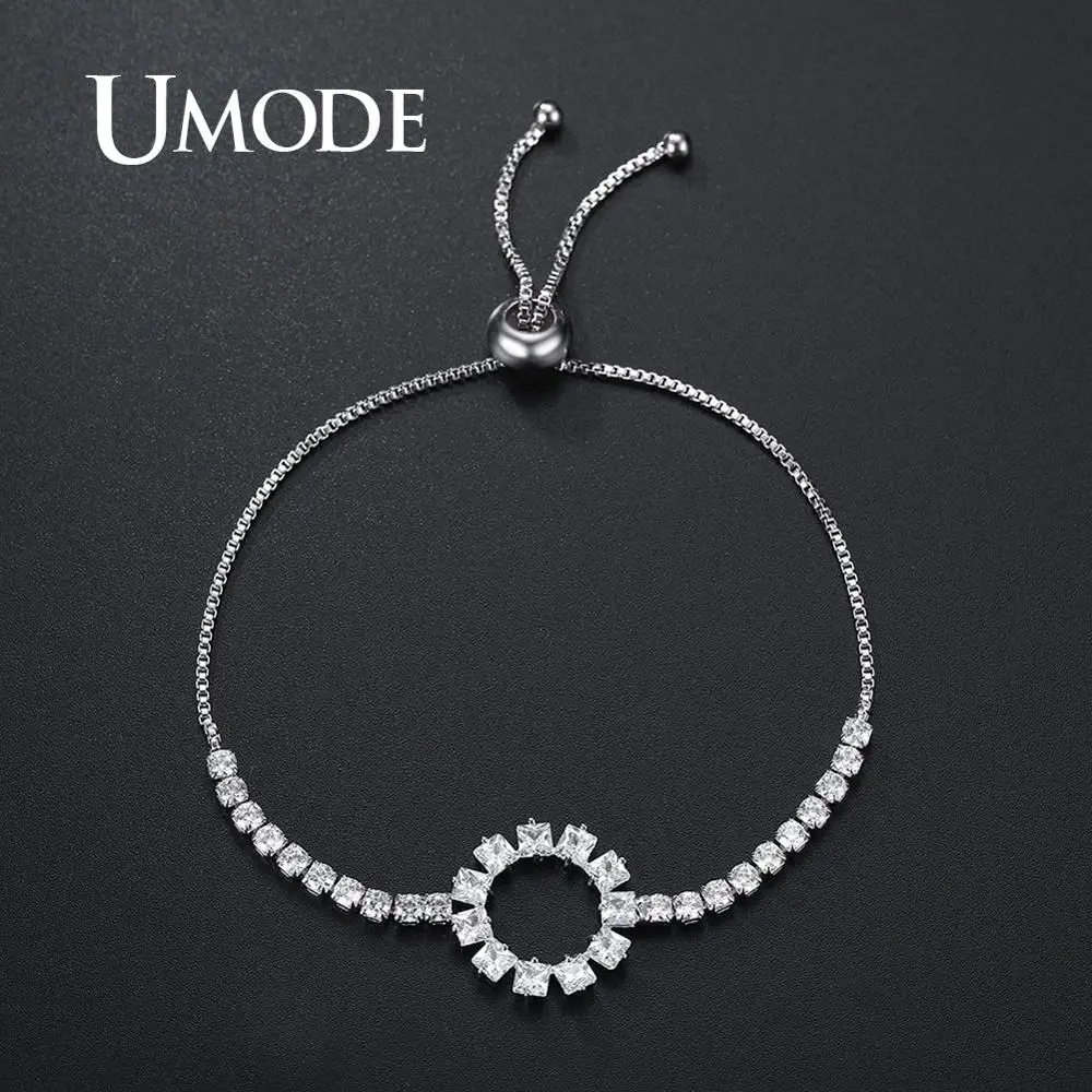 UMODE полые круглые браслеты, Модные CZ теннисные браслеты для женщин и девочек, браслеты с цветком из кристаллов, ювелирные аксессуары, Прямая поставка UB0187