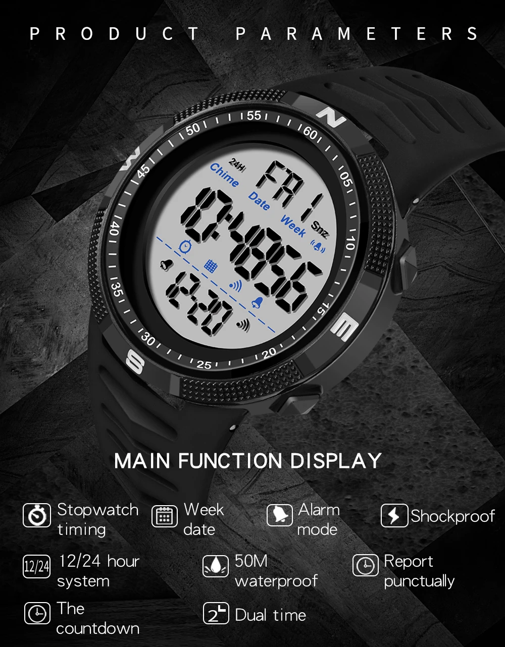 Fashion SANDA Brand Military Men's Watches 50M Waterproof Sports Watch for Male LED Electronic Wristwatches Relogio Masculino