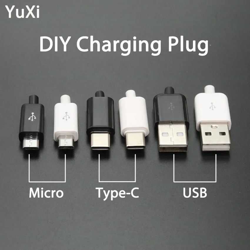 10pcs Micro USB 5Pin 4Pin TYPE-C Welding Type Male Plug Connectors Charger  USB C Tail Charging Socket DIY charging Connector