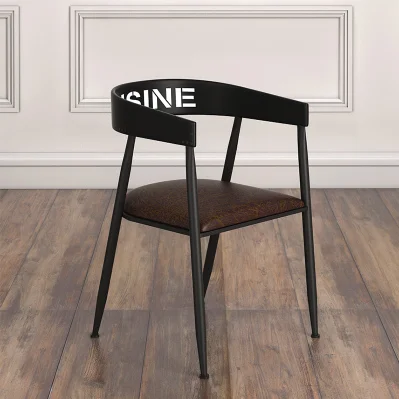 Nordic solid wood dining chair iron art simple computer desk chair coffee shop leisure chair president chair back office chair - Цвет: IronUpholstery