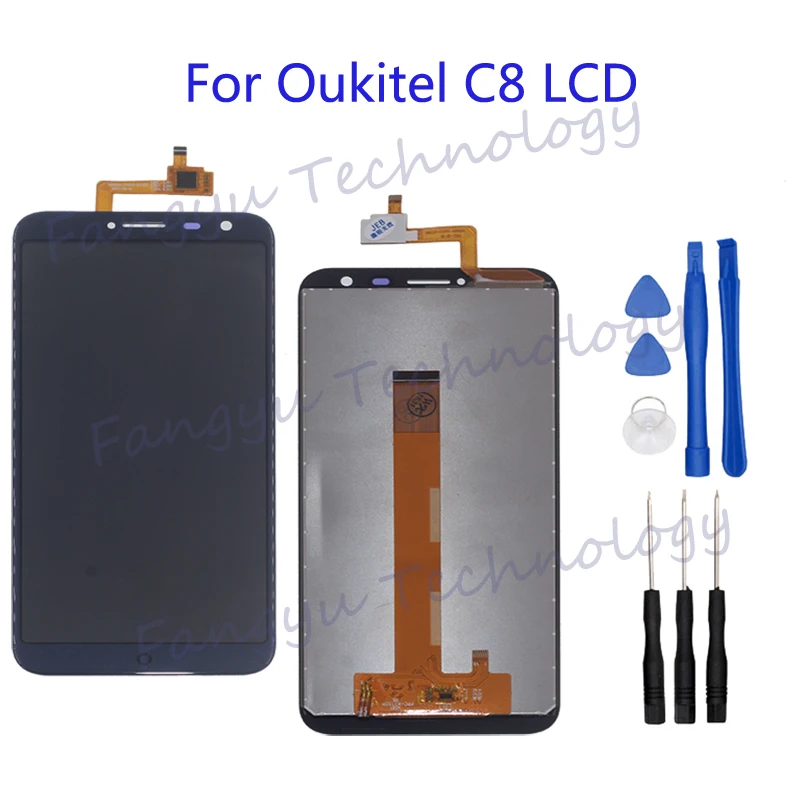 

Original authentic 100% test work For Oukitel C8 LCD monitor with touch screen digitizer component mobile phone parts +tool