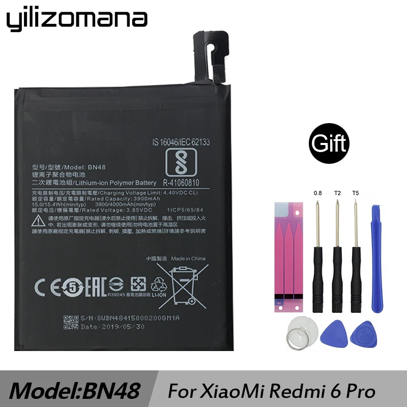 YILIZOMANA BN48 телефон батарея для Xiaomi Redmi Note 6 Pro Lite замена батареи 4000 мАч Высокое качество Розничная упаковка+ Инструменты