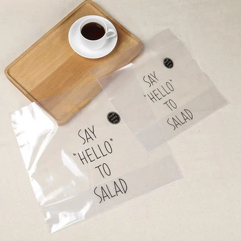 

50/Pack Tote Bags NEW Products Transparent Fruit Dessert Salad Bread Pastry Takeaway Supermarket Food Packaging Shopping Bags