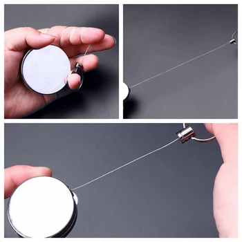 

Retractable Key Ring ID Badge Metal Lanyard Name Tag Card Holder Recoil Reel Belt Clip School Office Supplies High Quality
