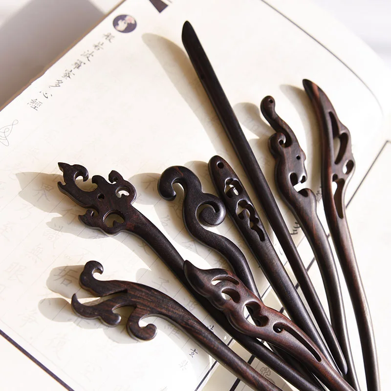 YYOUFU 16 Styles Red Sandalwood Hair Pins Hair Sticks Wood Animal Cloud Wave Hairpins Headpiece Women Headwear Hair Accessories