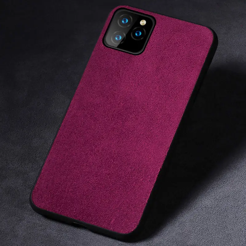 Чехол для телефона из натуральной коровьей замши для Apple iphone 11 11Pro 11 Pro Max X XR XS max 6 6S 7 8 plus 360 полный защитный чехол - Цвет: Розовый
