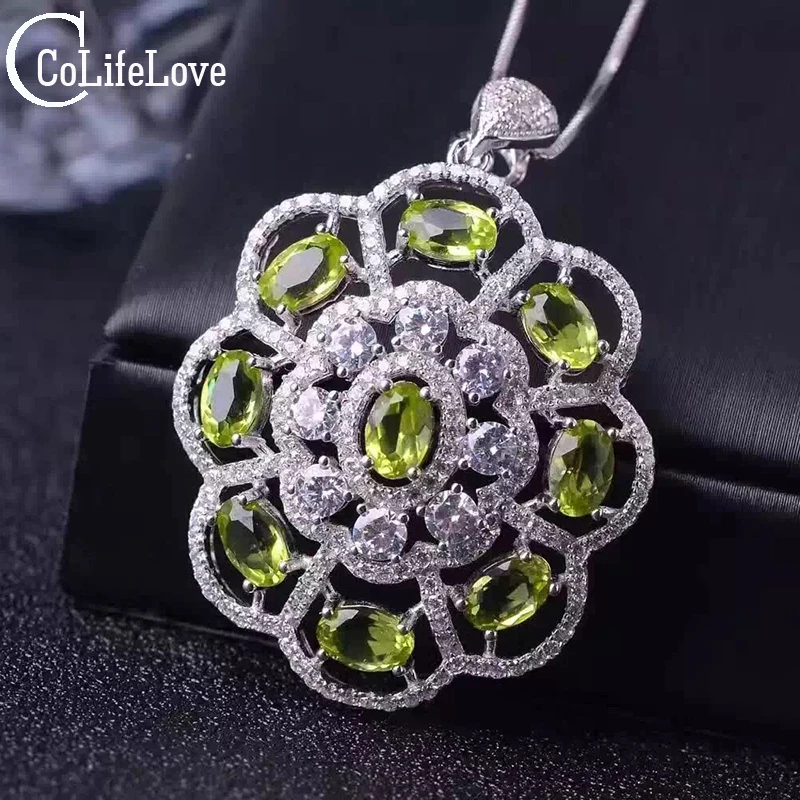CoLife Jewelry Natural Peridot Pendant for Daily Wear 9 Pieces Silver 925 | Украшения и аксессуары
