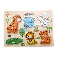 Детские игрушки 3D головоломки деревянные игрушки коробки животных/насекомых/транспортного средства доска соответствия детские развивающие подарок на день рождения - Цвет: forest animals