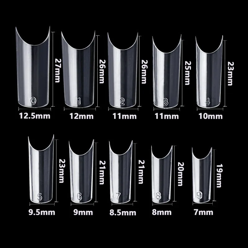 Pre Pinched C Curve False Nail Art Tips Clear Half Cover Fake Nails Straight Square French 500pcs/bag