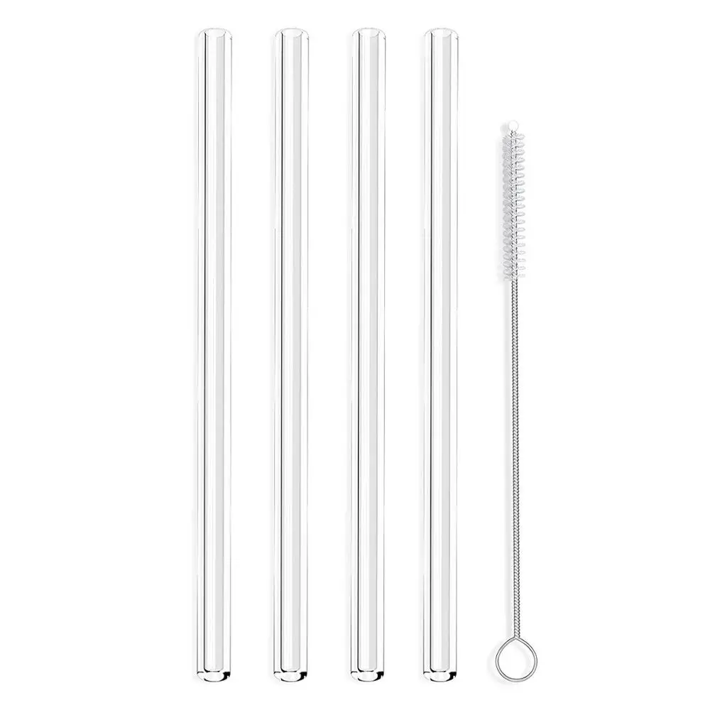 4pcs transparent 4 шт стеклянная соломинки многократного использования питьевая стеклянная трубка экологически чистая с чистящей щеткой события партия поддерживает поставки - Цвет: 4pcs transparent