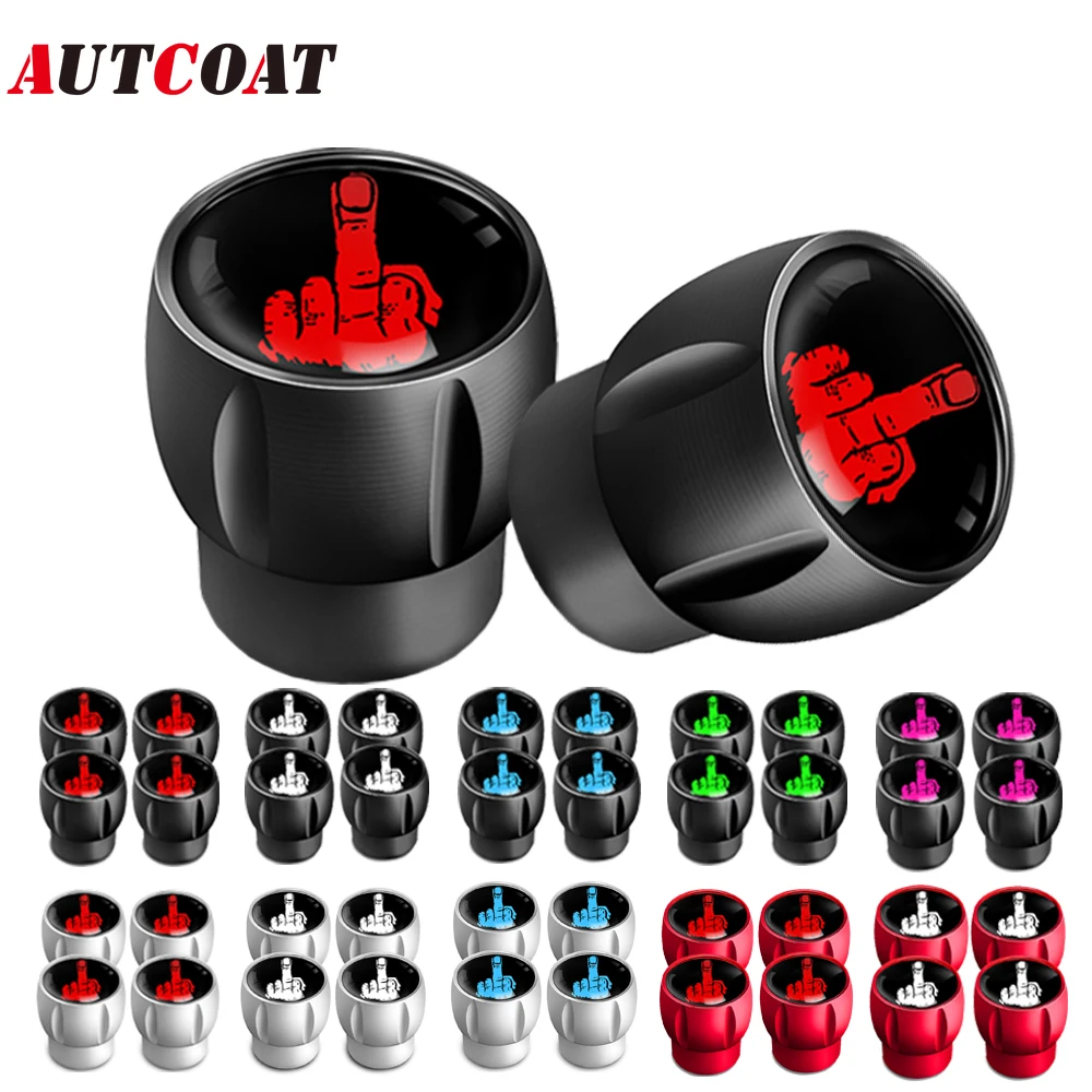 

AUTCOAT 4Pcs/Set Middle Finger Style Tire Valve Stem Caps, Corrosion Resistant, Universal Stem Covers for Cars Motorcycles Bikes