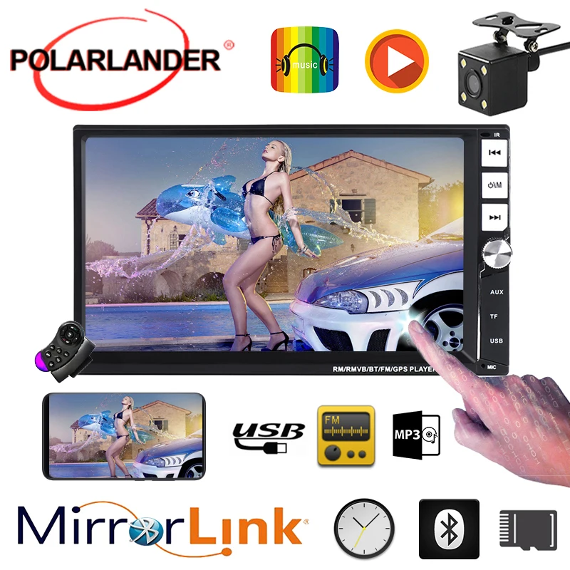 Камера заднего вида автомобиля радио MP3 функция папки USB/SD/MMC Автомобильный ридер дистанционное управление gps навигация bluetooth Зеркало Ссылка