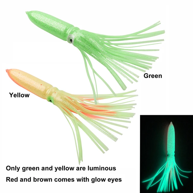 Esche Luminose Da Pesca OriGlam - Calamari Glow 14cm Per Traina, Pesce Spada, Salmone, Trota - Foto 3