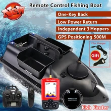 Gps inteligente retorno peixe finder rc barco de pesca cruzeiro gps posicionamento 500m indepenentt controle 3 funis tela lcd rc isca barco