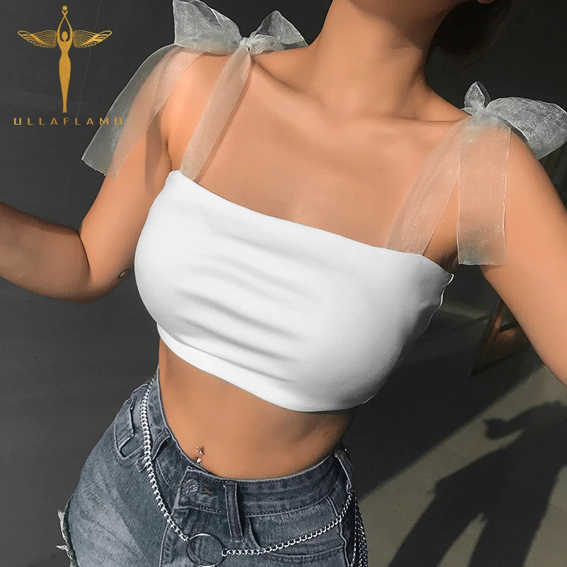 

Sexy Ribbon Bow Dew Umbilical Vest Lady Crop Top Fashion Ladies Backless Ribbon Crop Top Skinny Streetwear Lady T-shirt Crop Top
