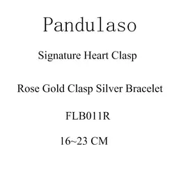 Pandulaso розовое золото Сердце застежка серебро браслет Fit талисманы и бусины DIY оригинальный 925 талисманы браслеты для женщин