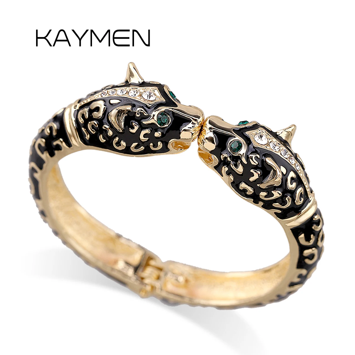 Bangle Bracelet KAYMEN 6 Colors Women's Statement Cuff Gold-Color Fashion Double Leopard Bohemian Enamel Girls Jewelry