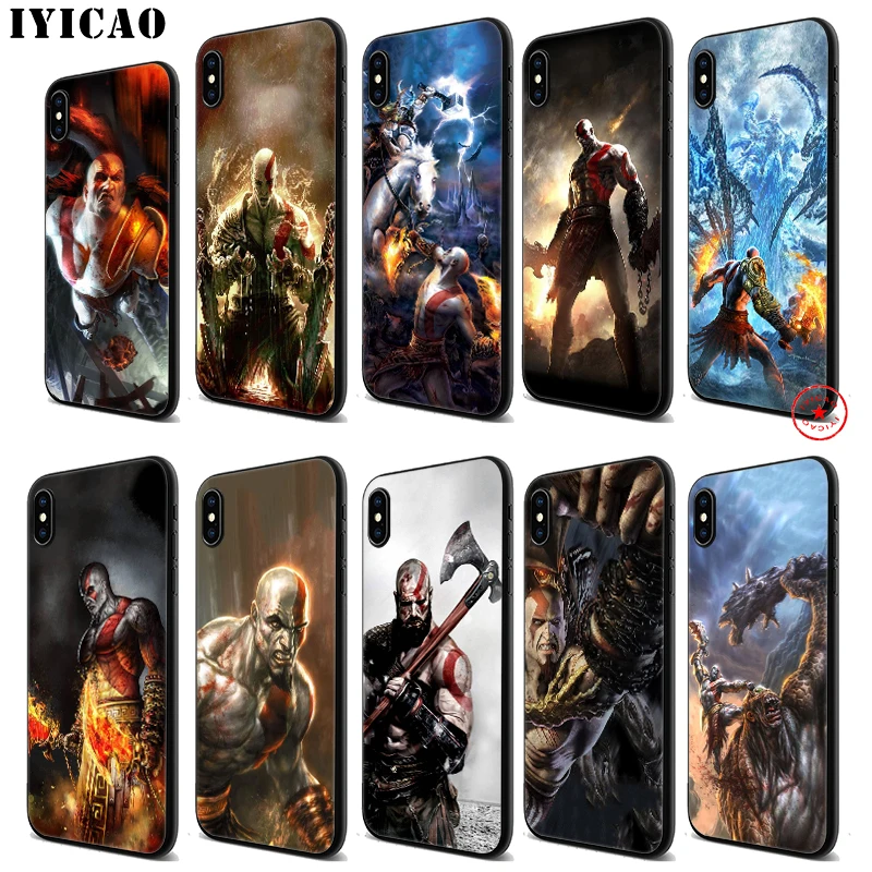 Мягкий силиконовый чехол IYICAO god of war черного цвета для iPhone 11 Pro Xr Xs Max X или 10 8 7 6 6S Plus 5