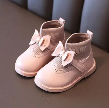 

Children Chelsea Boots Casual Autumn Winter PU Leather Princess Bowtie Shoes Fashion Snow Boots 2020 NEW Kids Girls Martin Boots