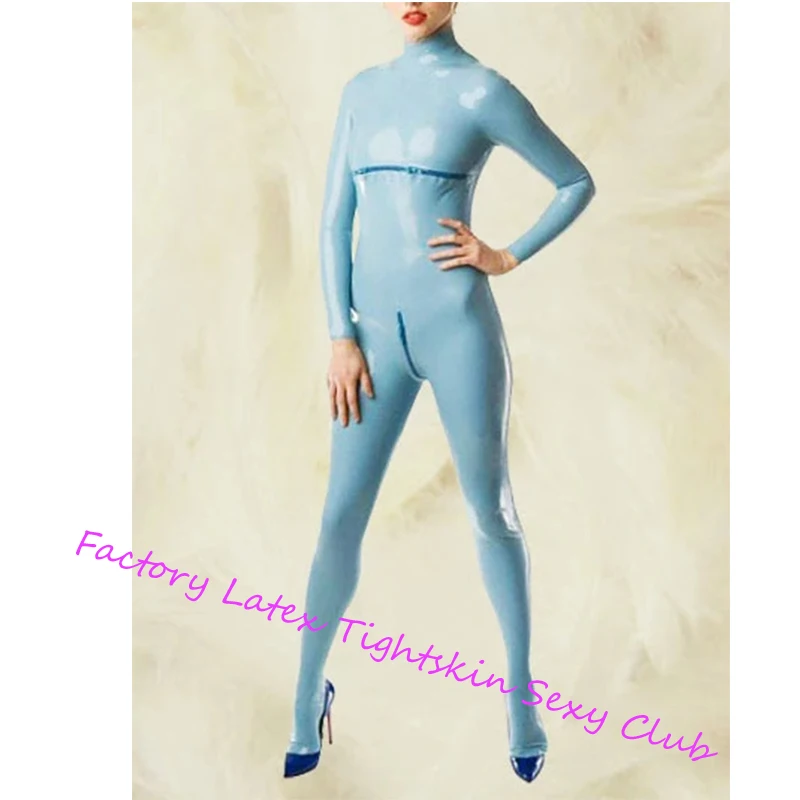 

Латексный костюм кошки, резиновый боди ручной работы, голубые носки на молнии спереди и сзади для клубной вечеринки, костюмы на Хэллоуин для женщин