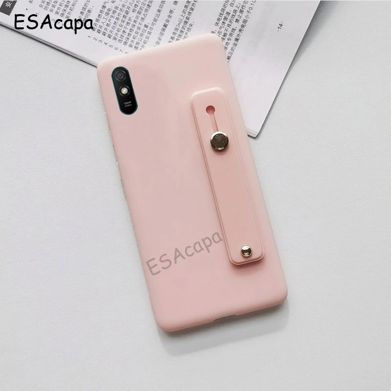 xiaomi leather case handle Wristband Silicone Stand Phone Holder Case For Xiaomi Redmi 9A Case Candy Color Finger Grip Soft Back Cover For Redmi 9A Cover cases for xiaomi blue