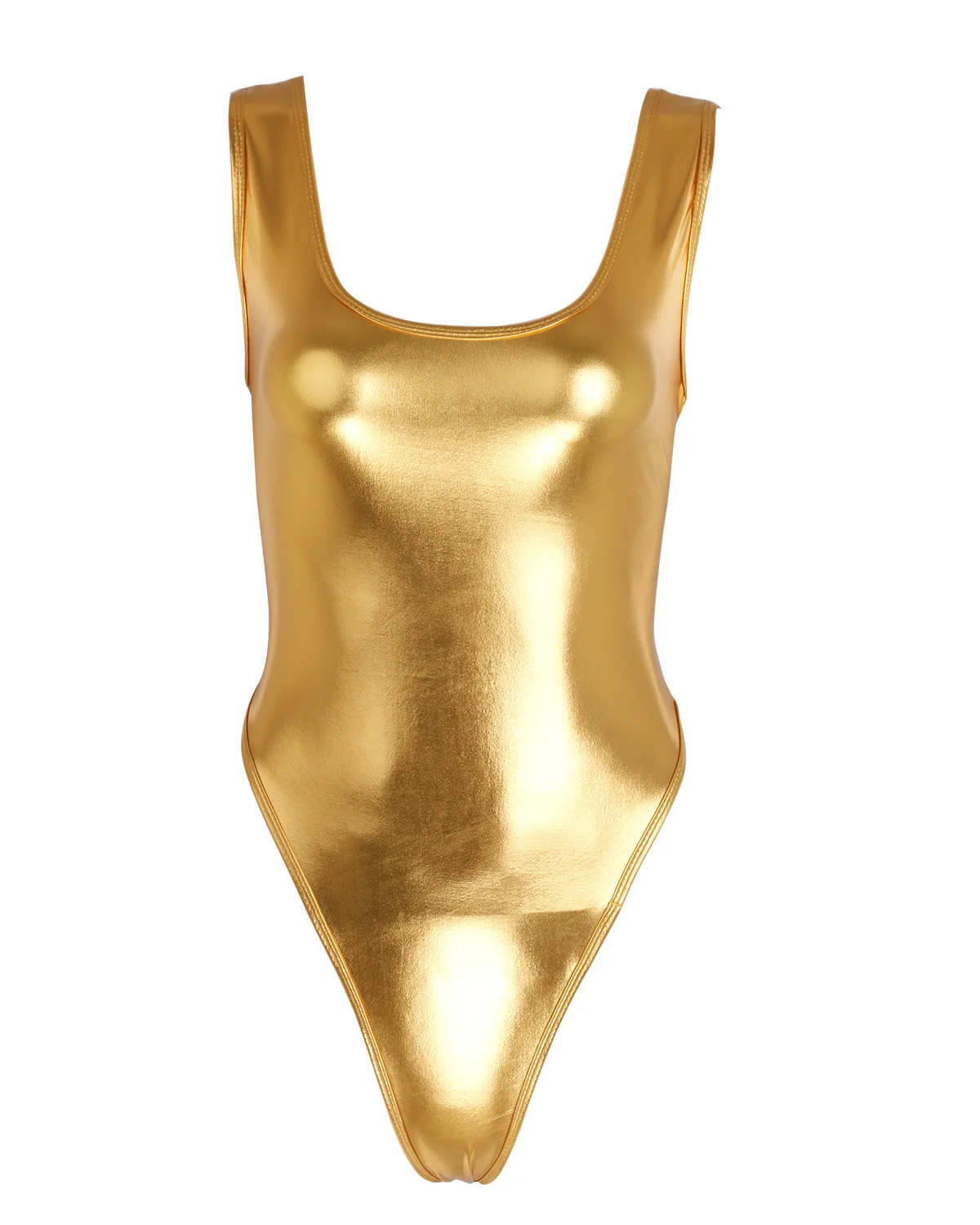 Women Black Patent Leather Sexy Bodysuit Ballet Dancewear Gymnastics Leotard Sleeveless High Cut Swimsuit Bikini Dance Costume