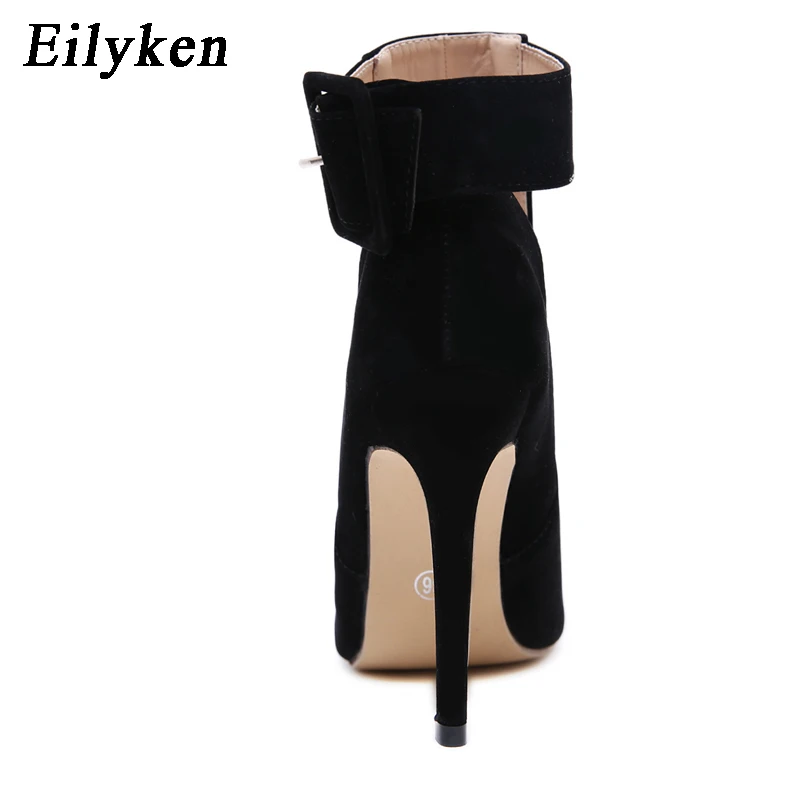 Eilyken/Новинка года; модные женские туфли на высоком каблуке с острым носком и ремешком на щиколотке; вечерние туфли-лодочки черного цвета; сезон осень; Размеры 35-40