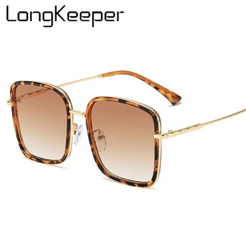 

Fashion Oversized Square Sunglasses Women 2020 Brand Designer Leopard Gradient Lens Sun Glasses For Female UV400 Shades Okulary