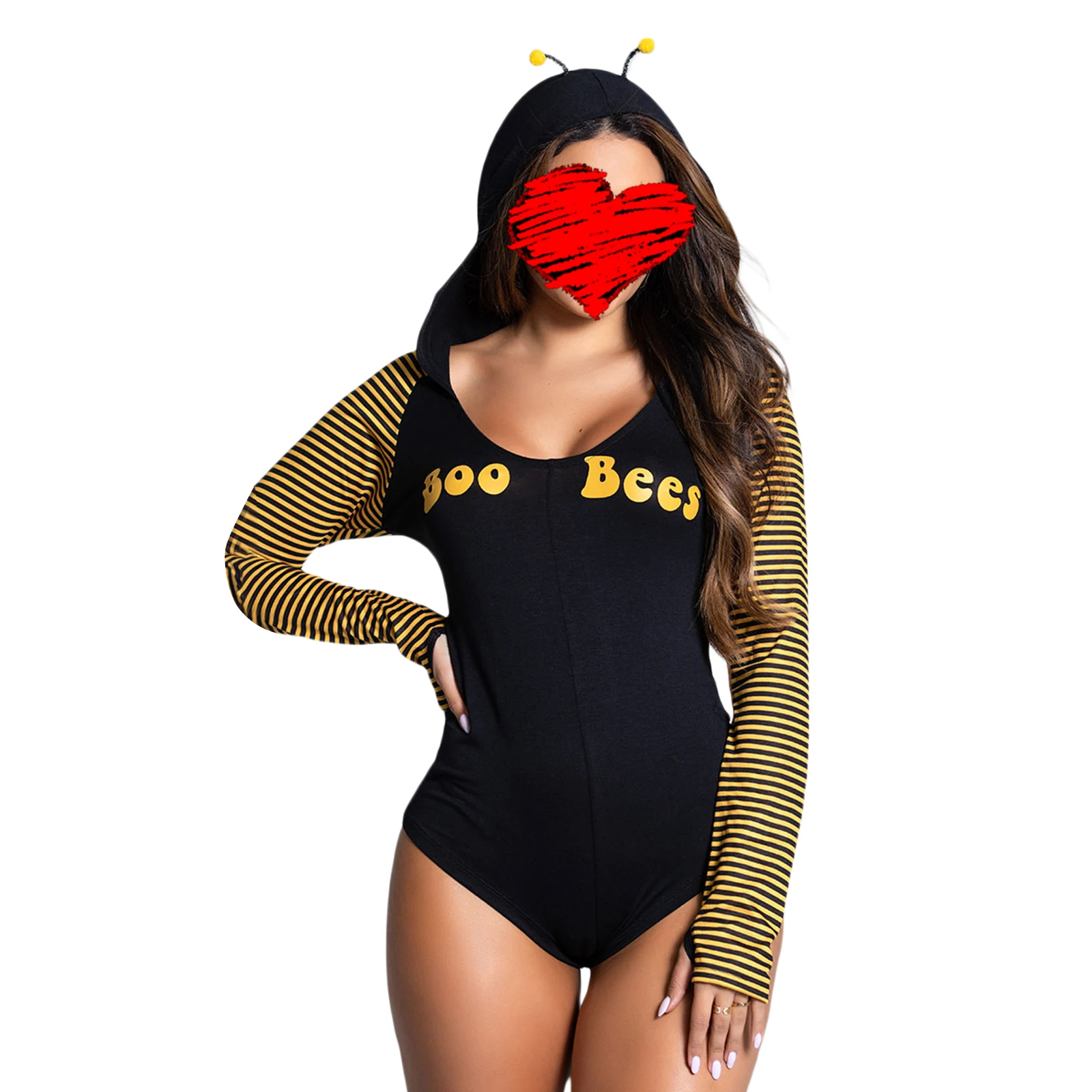 Cosplay&ware Sexy Hooded Catsuit V-neck Women’s Jumpsuit Pajamas Women Casual Cat Bee Rabbit Long Sleeve -Zentai shop online H3bbe7779ec374ae598aeccbe8c1de88b9.jpg