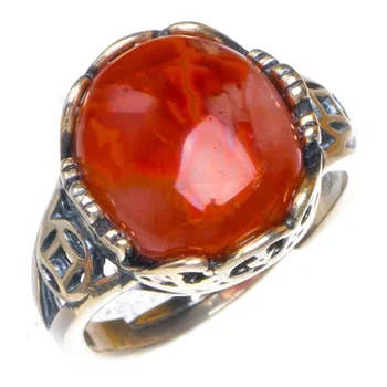 

Natural Nanjiang Red Agate Opening Handmade 925 Sterling Silver Ring 5.25 D1089