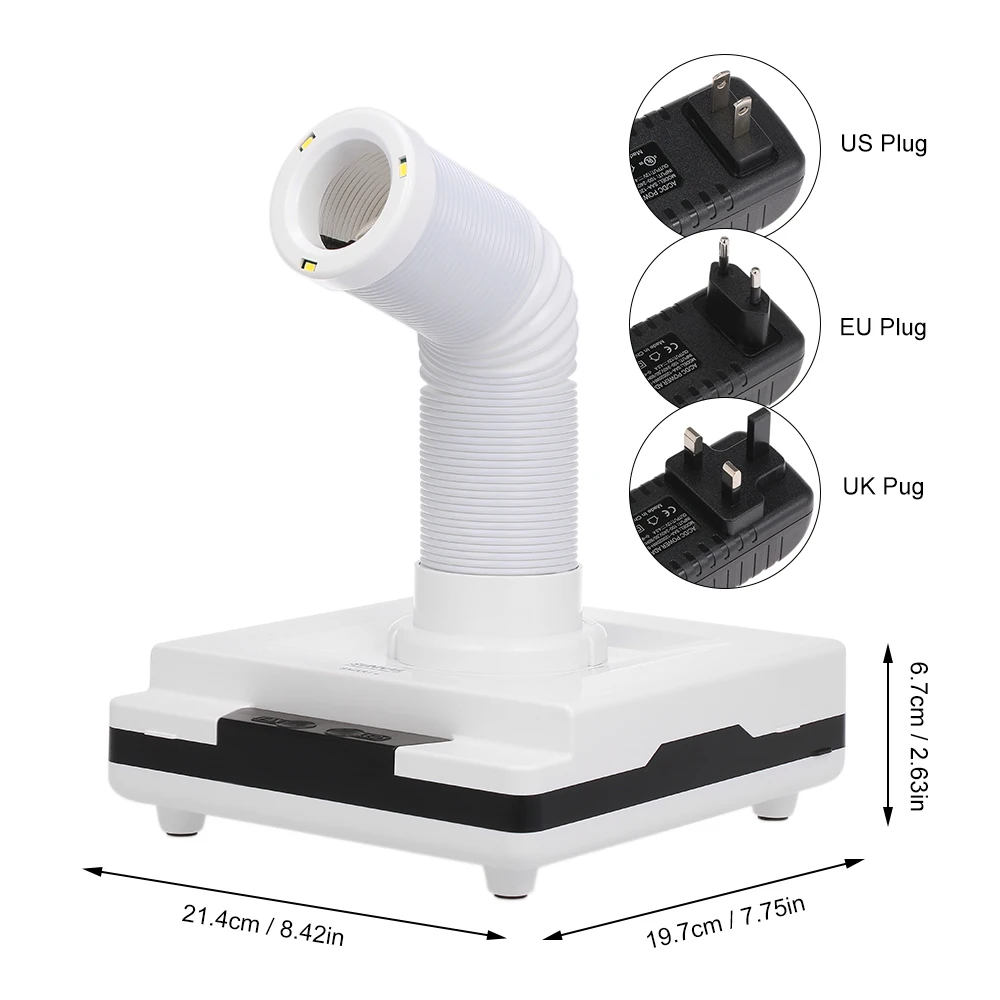 

60W Nail Fan Nail Dust Collector Vacuum Cleaner Dust Extractor Manicure Machine LED Lights Strong Suction Nail Dust Collect