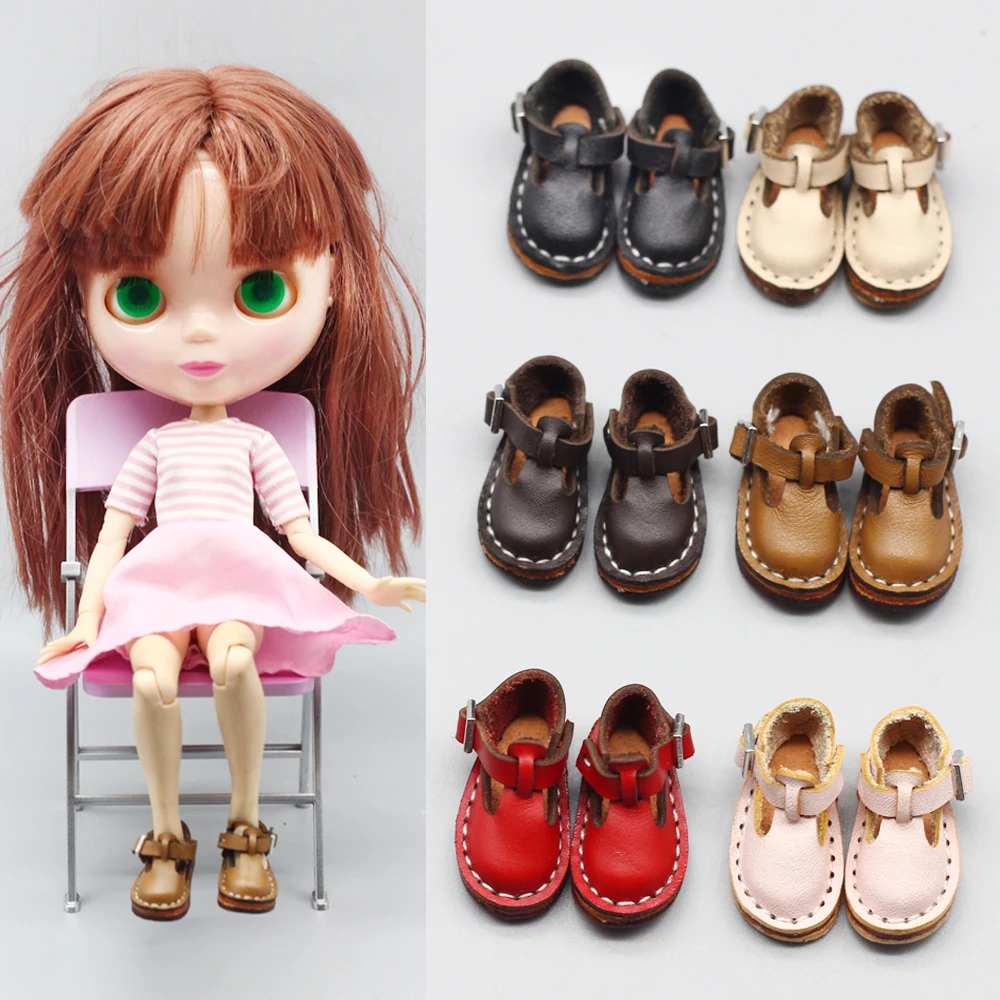1Pair Dolls Leather Shoes for 1/6 Blyth 30cm Doll 1/8 BJD Doll Clothes Accessories