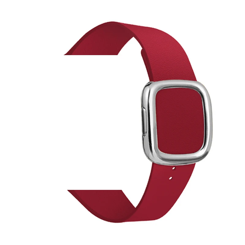 Ruby red 1 Кожаный ремешок современный Стиль ремешок для apple watch 5 группа 4 44/40 мм браслет аксессуары для наручных часов iWatch серии 3/2/1 42/38 мм - Цвет ремешка: Ruby red 1